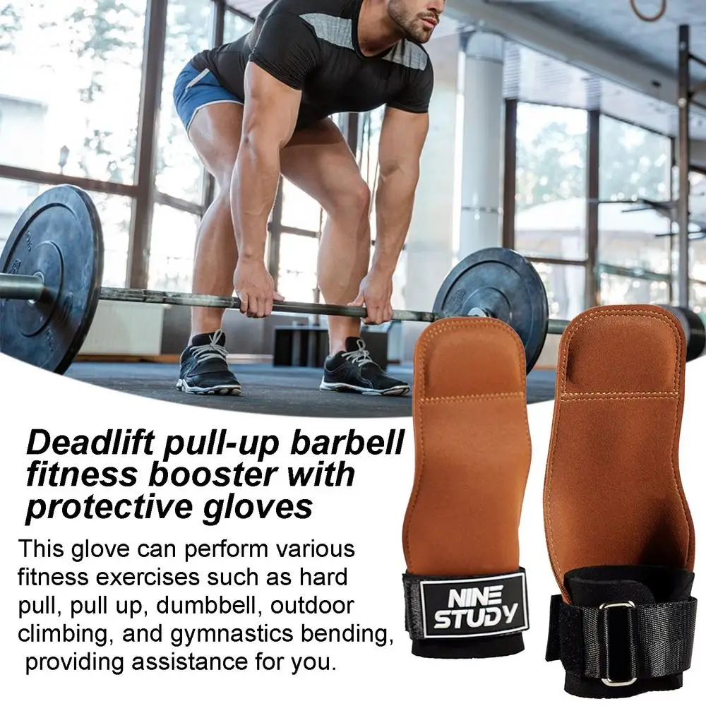 Description Picture 5 of itemDouble Layers PU Leather Gloves Wrist Straps for Weight lifting Grips Women Men GYM Deadlift Training Bench Press Pull-up Gloves