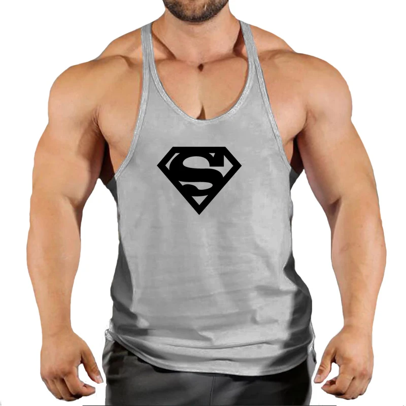 Men's  Summer Gym Cotton Tank Top Sleeveless Shirt Man Bodybuilding Clothing Casual Fitness Workout Running Vest Sportswear 6