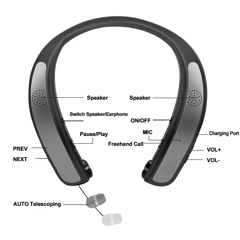 Impermeável Neckband Headconjunto com Microfone Bluetooth 5.0 Fone de Ouvido sem Fio Alto-falante Fone de Ouvido Sport Earbuds - Image 6