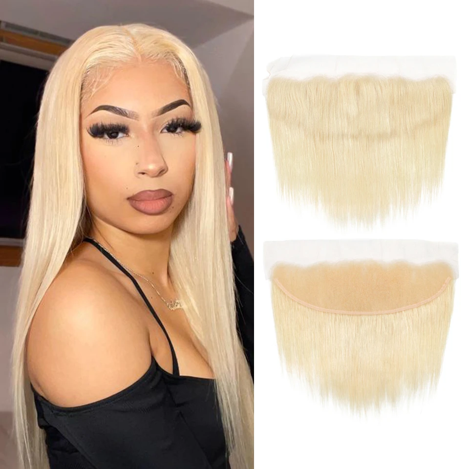Honey Blonde 613 13x4 Transparent Lace Frontal Only Straight Lace Front Pre Plucked With Baby Hair Brazilian Human Hair 130%