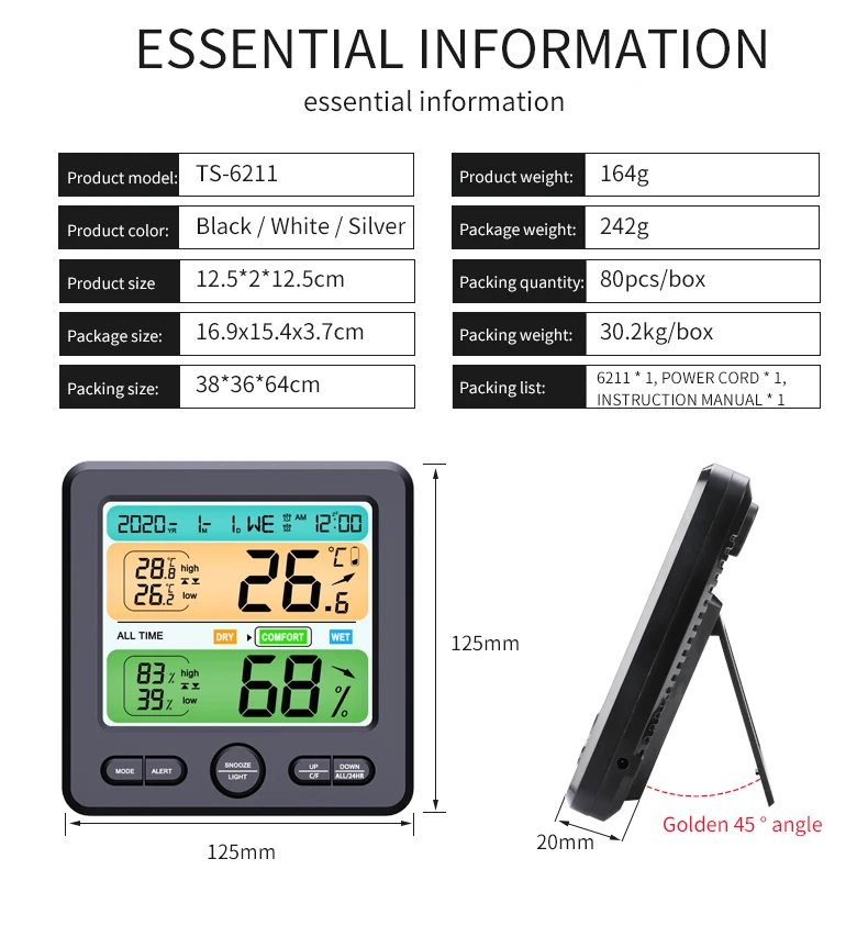 S9b936deea5ee45f890fd49ee4be425b6D Home Indoor Temperature Humidity Meter LCD Display Backlight Digital Thermometer Hygrometer With Alarm Clock Calendar Function