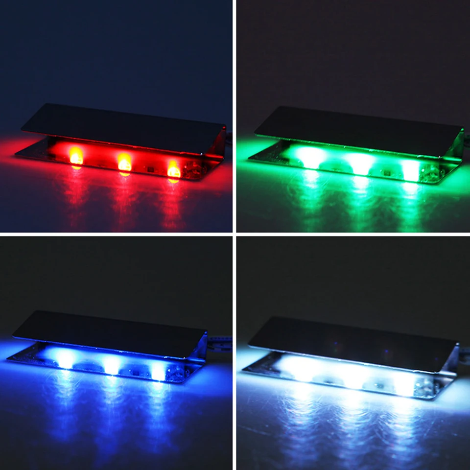 BORDEAG Set di 4 luci a LED per pavimenti in vetro, clip per illuminazione vetrina, illuminazione a LED, per cucina, vetrina, armadietto