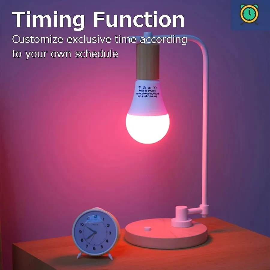 Smart LED Light Bulbs Tuya Bluetooth WiFi E27 15W APP Voice Control With Alexa Google Home