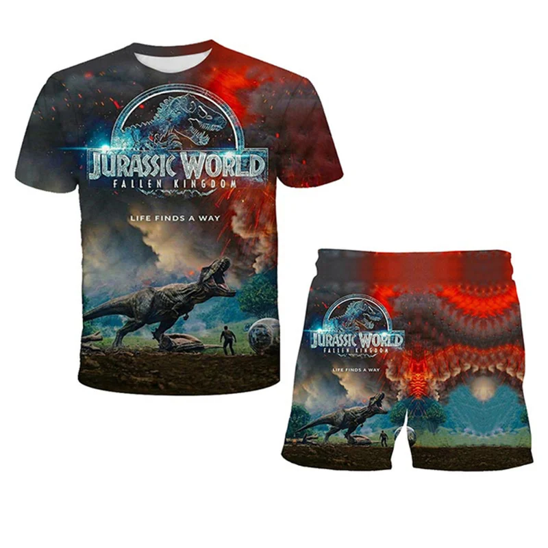 

Fashion Baby Boy's Jurassic Park 3 Suit Summer Casual Clothes Set Top Shorts 2PCS Baby Clothing Set for Boys Suits Kids Clothes
