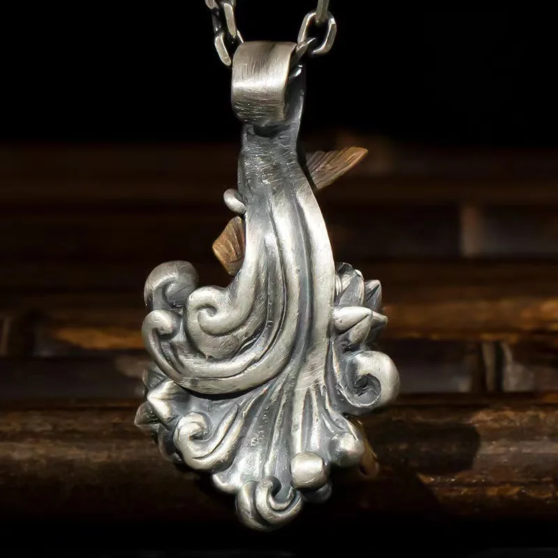 Silver Koi Dragon Gate Pendant 7