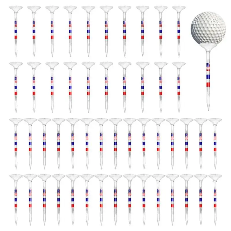 

Long Golf Tees Flag Prints Clear Big Cup Tall Tees For Golf Ball 50Pcs Golf Tees Reduced Friction & Side Spinning Adjustable