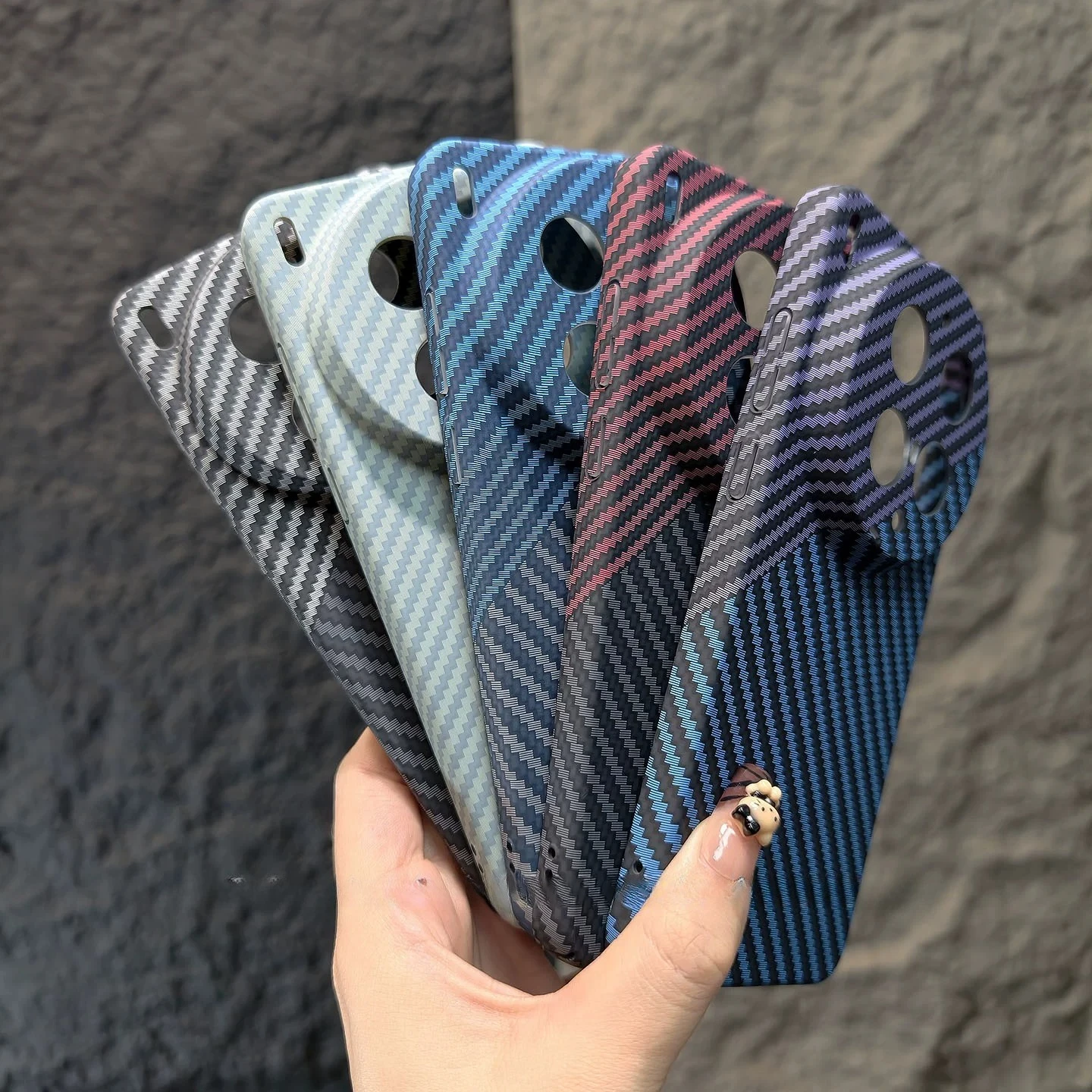 Trendy Matte Carbon Fiber Texture Shockproof Phone Case with Bumper Protection