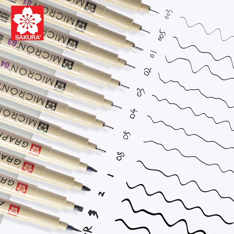 Pigma Micron Sakura Graphic Design Marker Pen Finliner 005 01 02 03 04 05  08 Pen Brush Fine Point Mapping Art Markers - AliExpress