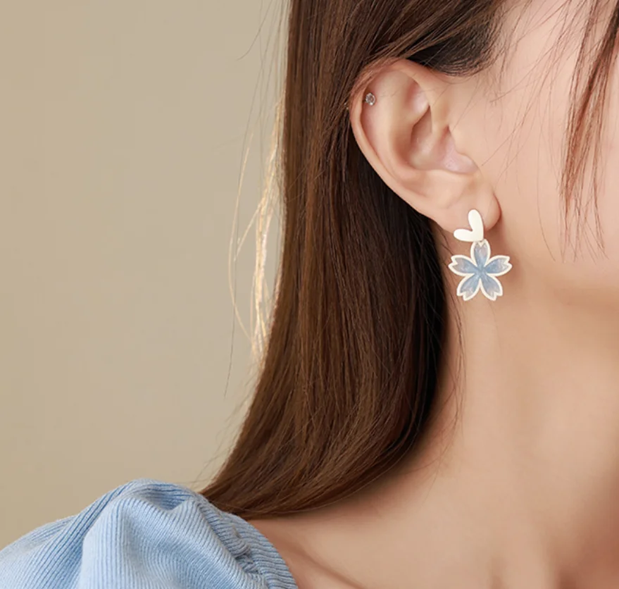 2022 new Simple candy color Cherry Blossom Earrings Flower S925 silver needle Earrings Fashion Jewelry