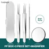 Lanjinglin 1 Set Professional Tweezers Kit /Acne Remover Needles Face Skin Care Cleaner Removal Beauty Makeup Tools 6