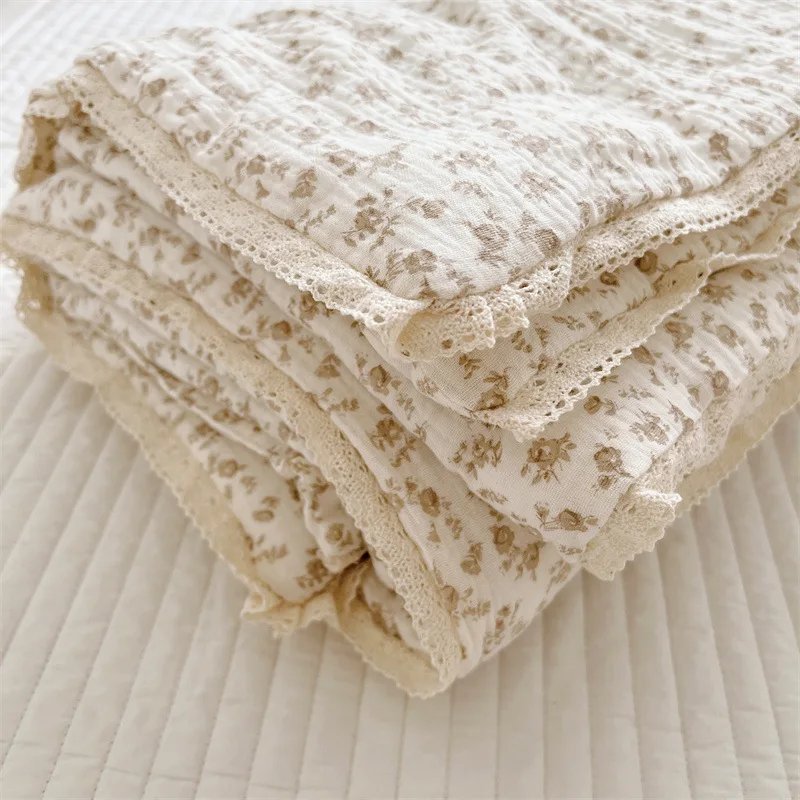 Baby Camellia Rose Print Muslin Trends Blanket Quilt
