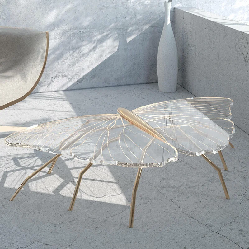 

Индивидуальный прозрачный акриловый журнальный столик скандинавского дизайна особой формы, журнальный столик с художественной резьбой