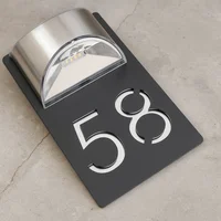 Plaque de porte lumineuse Led solaire en acrylique personnalisée, signe de numéro de maison, plaque d'adresse extérieure, cadeau d'appartement de maison, Plaque lumineuse solaire 1