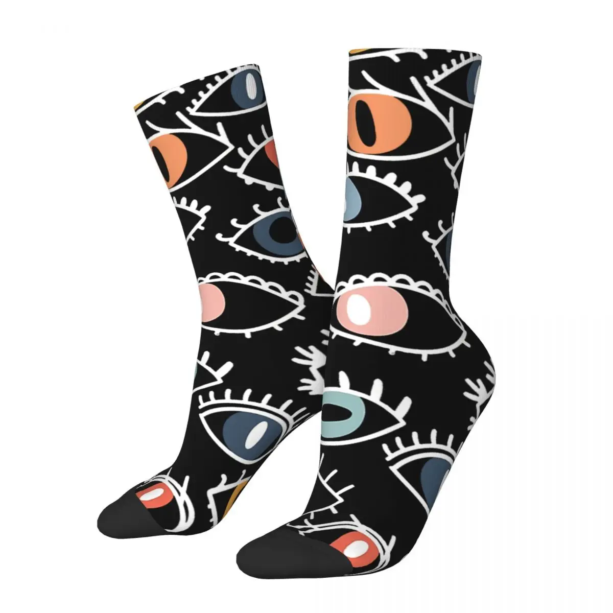 

Funny Crazy Sock for Men Scary Eyes Hip Hop Vintage Alien Seamless Pattern Printed Boys Crew Sock Novelty Gift