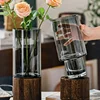 Modern Simple and Creative Glass Water-grown Flowers Wooden Base Vase Decoration Living Room Dining Table Flower Arrangement 1