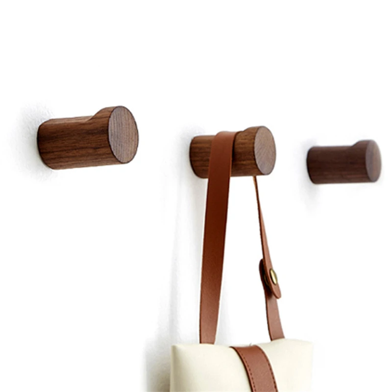 1/4/6PCS Natural Wooden Wall Mounted Coat Hooks Minimalist Hat