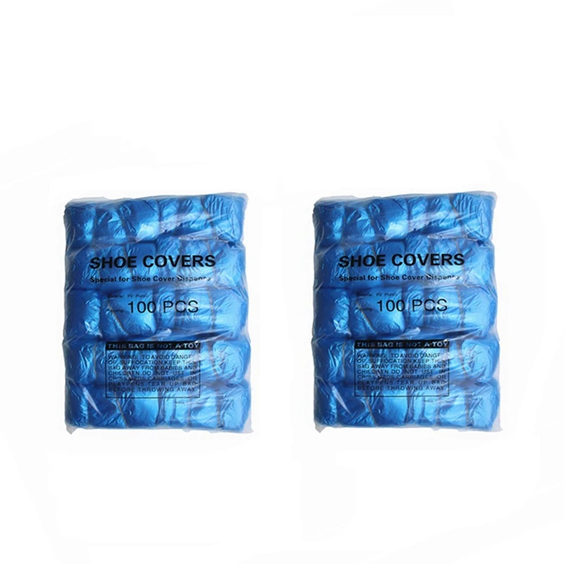200PCS Disposable T-Buckle Overshoes Waterproof PE Dispensers Dustproof Boot Covers For Automatic Shoe Cover