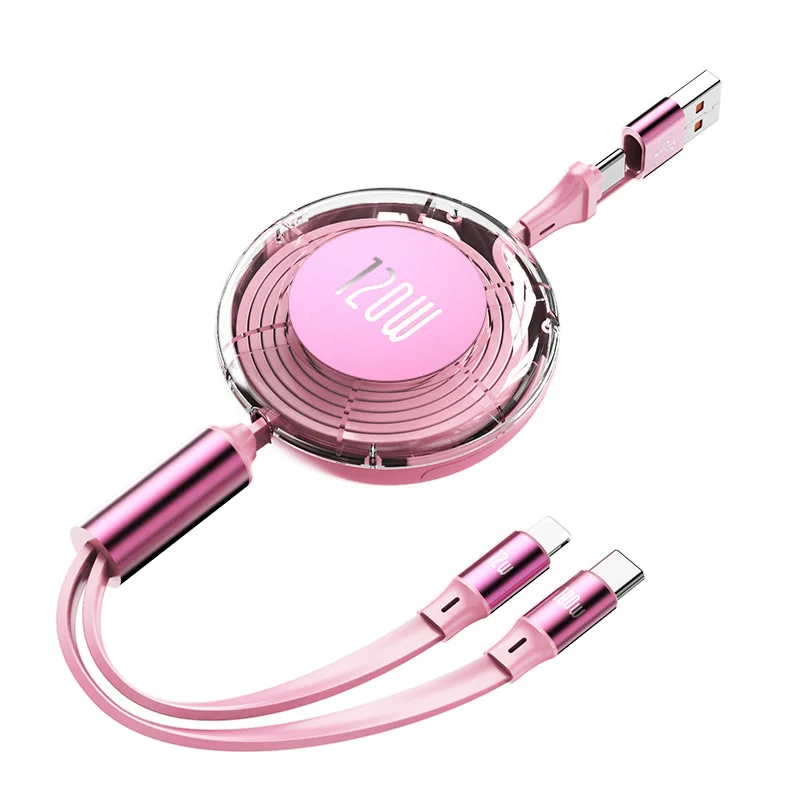 High-Power Retractable Fast Charging Cable with Multi-Port Adaptability