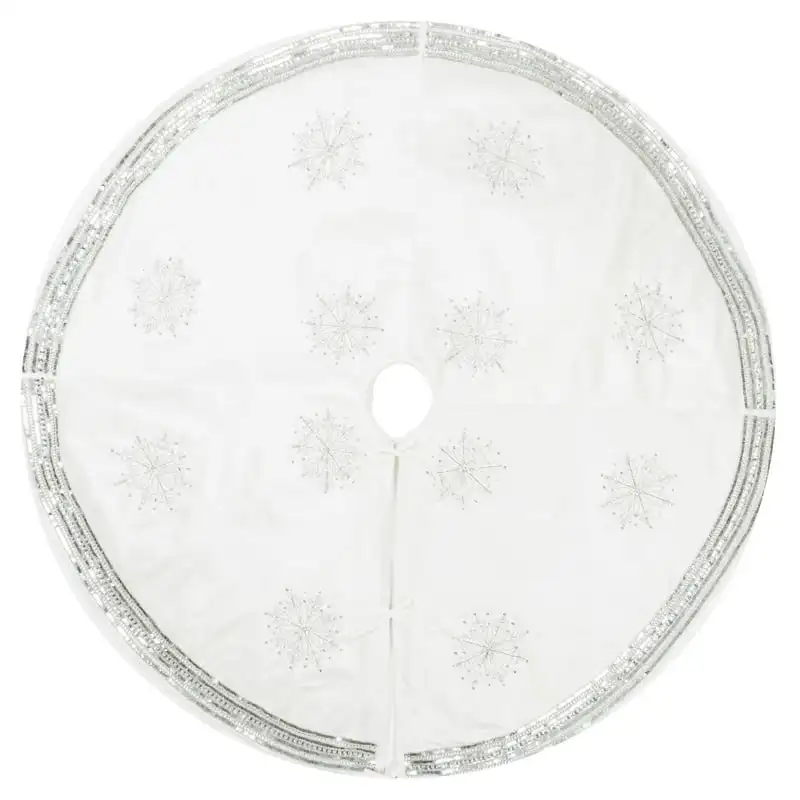 

60" Banded Snowflake Christmas Tree Skirt