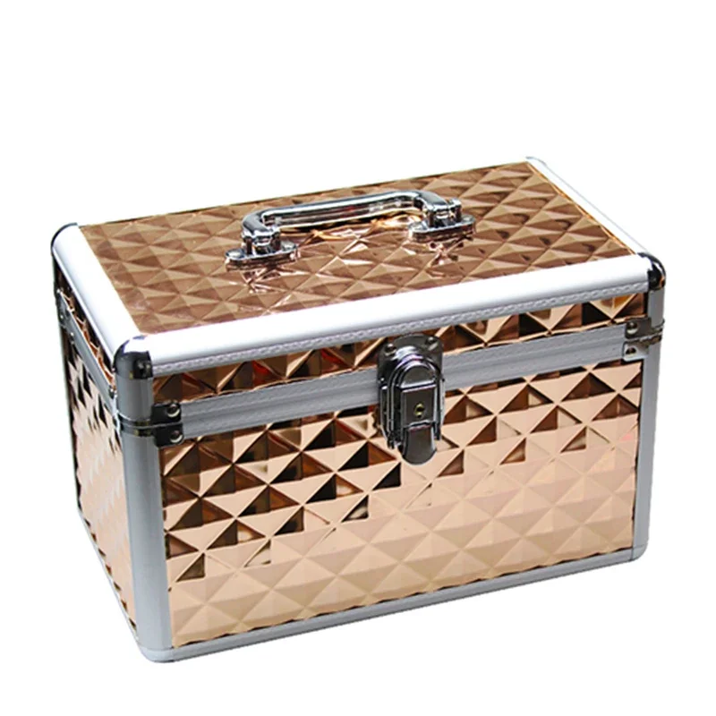 

New Professional Makeup Box Aluminum Alloy Make Up Organizer Women Cosmetic Case with Mirror Travel Large Capacity Suitcase Bag
