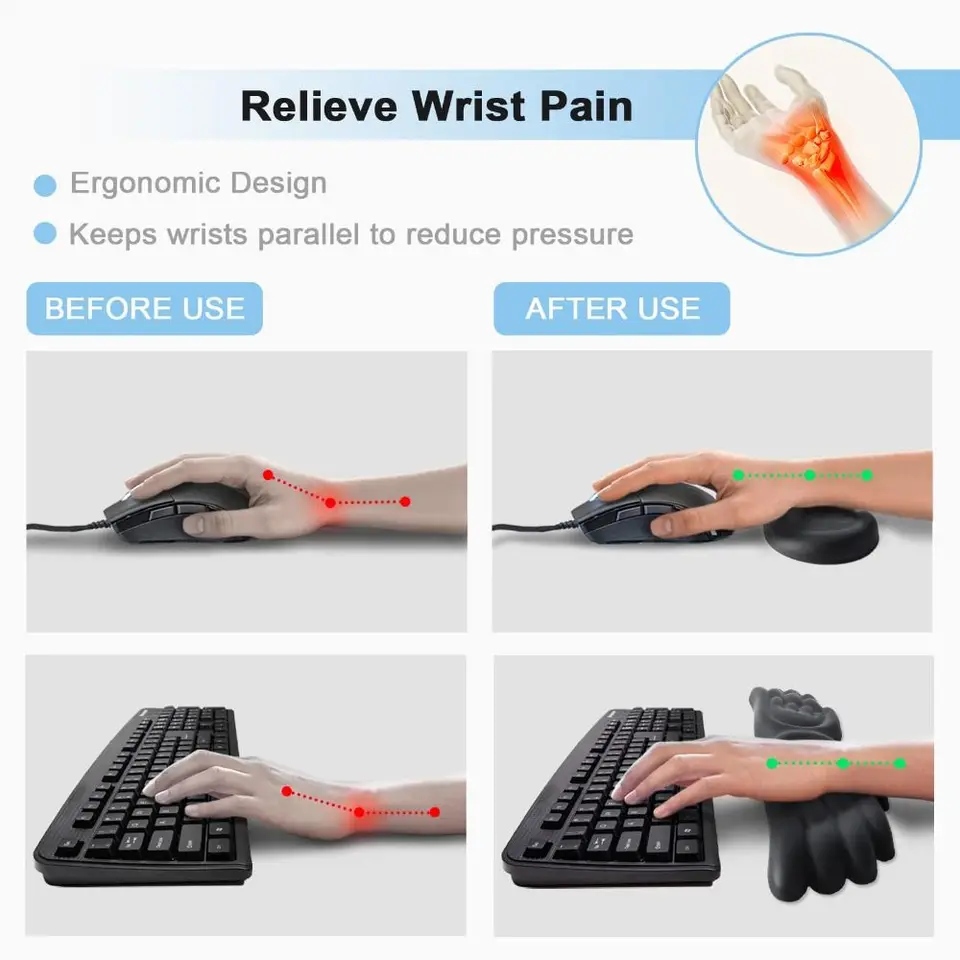 Computer Mouse Pad With Wrist Support, Silicone Wrist Rest Keyboard Pad With Memory Foam, Ergonomic Hand Support For Office And Home Use From Ddmymon, $48.7 - View #8