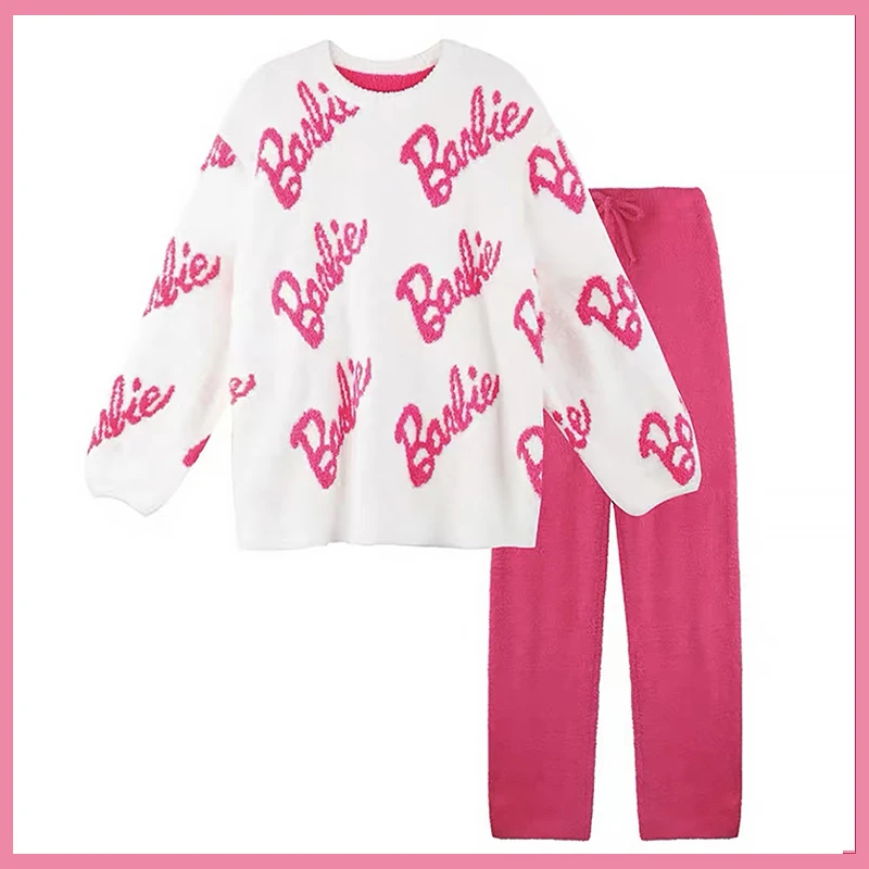 

Cute Barbie Coral Velvet Pajamas for Women's New Sweet Velvet Soft and Skin Friendly Thickened Home Suit Cover