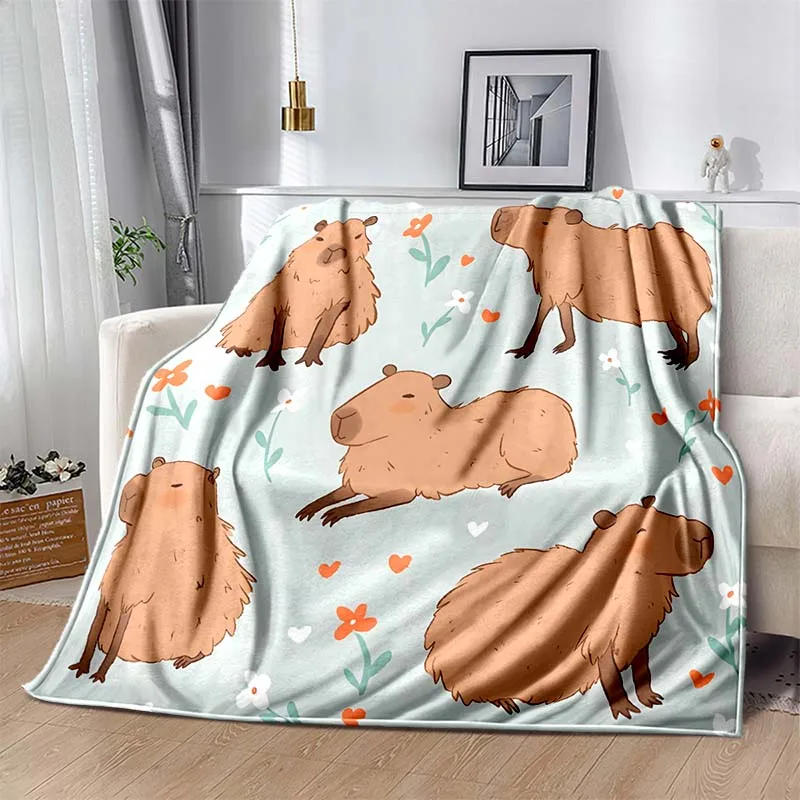 

6 Sizes Warm Soft MINISO Capybara Custom Blanket Fluffy Children and Adults Sofa Plush Bedspread Throw Blanket for Sofa Bed Gift