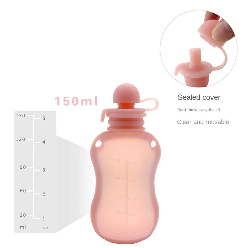 Reusable Silicone Breast Milk Storage Bag Leak-proof Suckable Juice BPA Free for Baby Feeding Food Storage Breastfeeding Partner breast milk storage bag