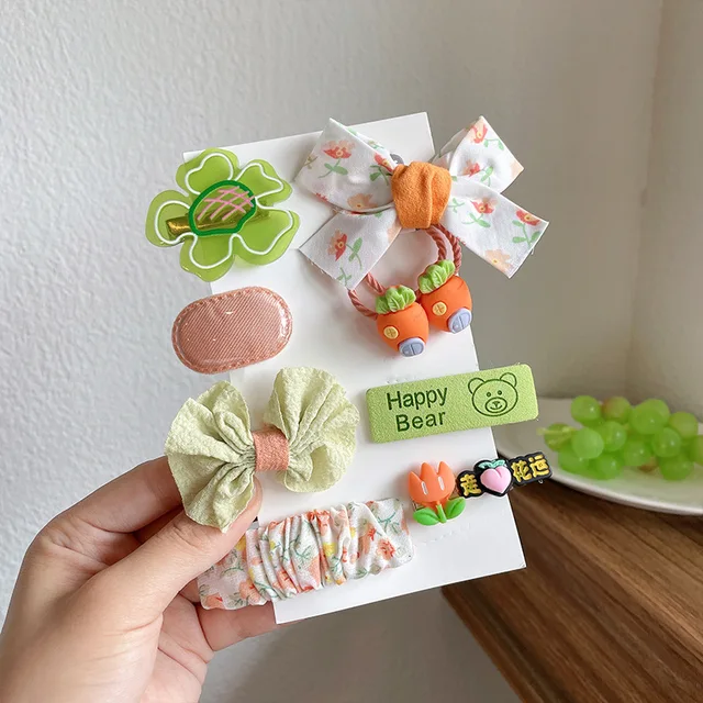 Coffee Warm Color Cute Cartoon Princess Hairpins Children Girls Kid Hair Clips Barrettes Accessories Hairclip Headwear Headdress green