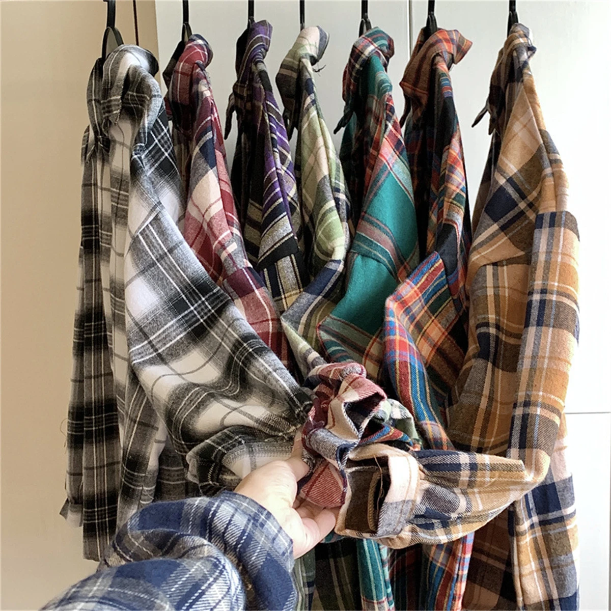 Korean Plaid Blouse Image 5