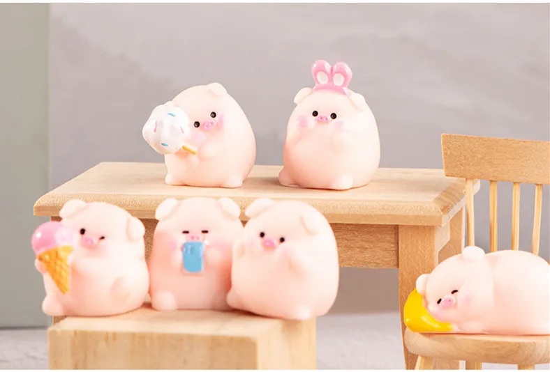 Description Picture 3 of itemSculptures & Figurines Miniatures Cute Pink Pig Micro Landscape Ornaments For Home Decorations Room Decor Desk Accessories