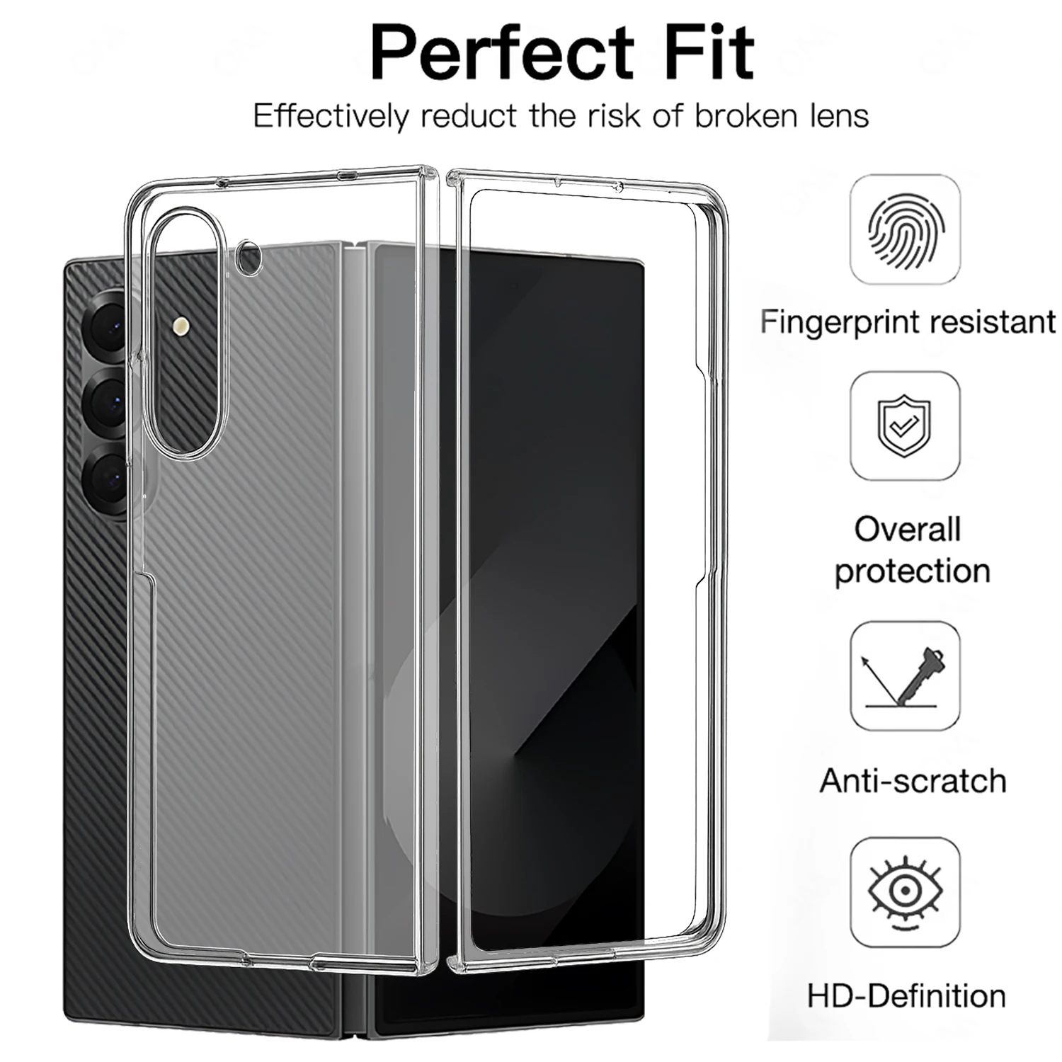 Ultra-Durable Transparent Protective Phone Case with 360° Anti-Fall Bumper