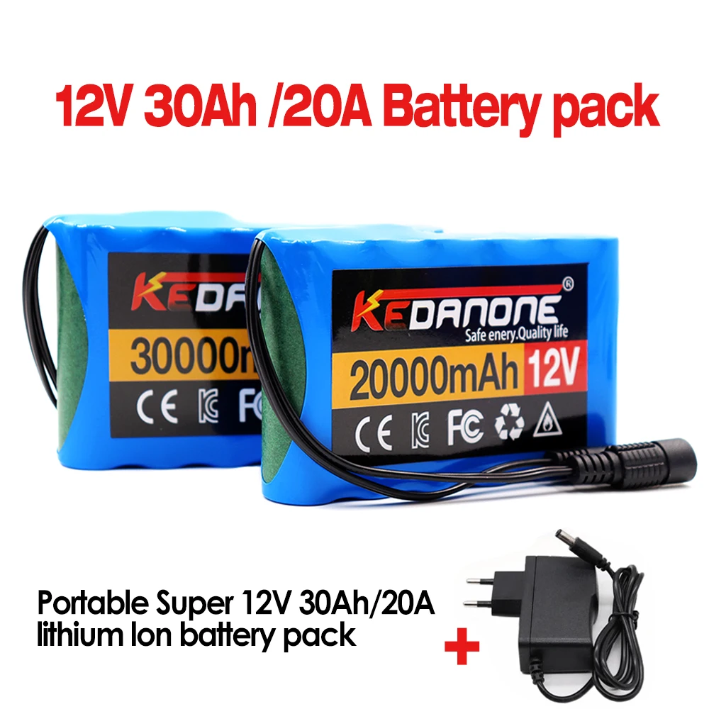 

Original Portable 3S2P 12V 30000mah Rechargeable Li-Ion Battery,For LED Lamp Light Backup Powe CCTV+ 12.6V Charger