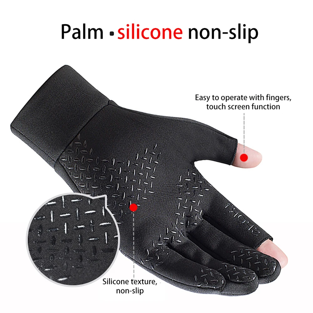 Fishing Gloves Cycling Gloves 1 Pair Winter Touch Screen Waterproof Sports Gloves Women Men Keep Warm Anti-slip Skiing