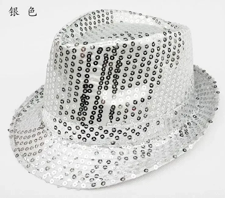 Stage Performance Sequined Hip-hop Hat Children's Day Dance Performance Jazz Hat Men And Women Festival Parties Sequined Top Hat