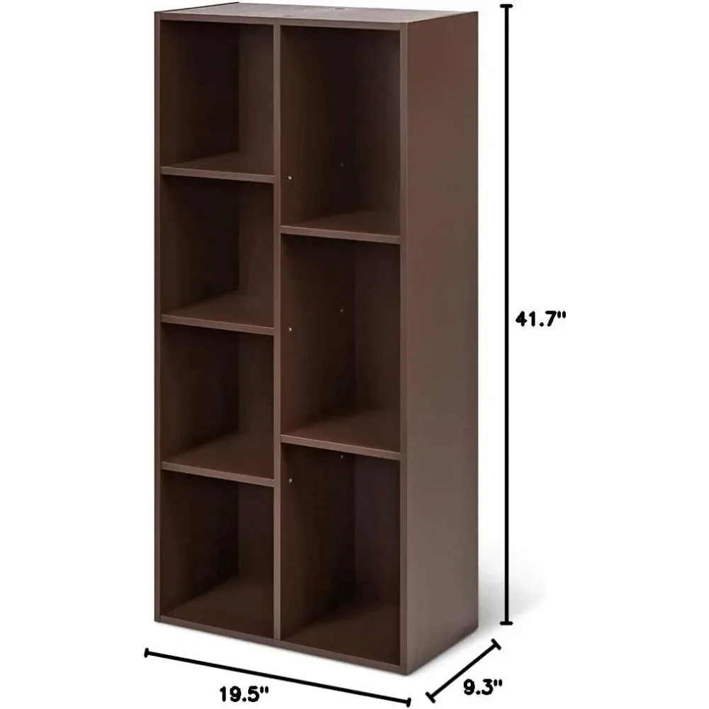 7 Cube Organizer Bookcase, Espresso, 9.3 x 19.5 x 41.7 in Bookshelf 3