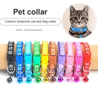 New Cute Bell Collar For Cats Dog Collar Teddy Bomei Dog Cartoon Funny Footprint Collars Leads Pet Cat Accessories Animal Goods 1