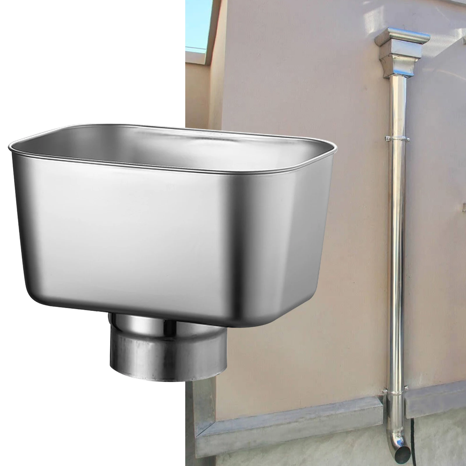 Steel Square Drain Rain Gutter Downspout Adapter, Roof Water Collector for Outdoor Drain Pipe Drainage Pipe Accessories