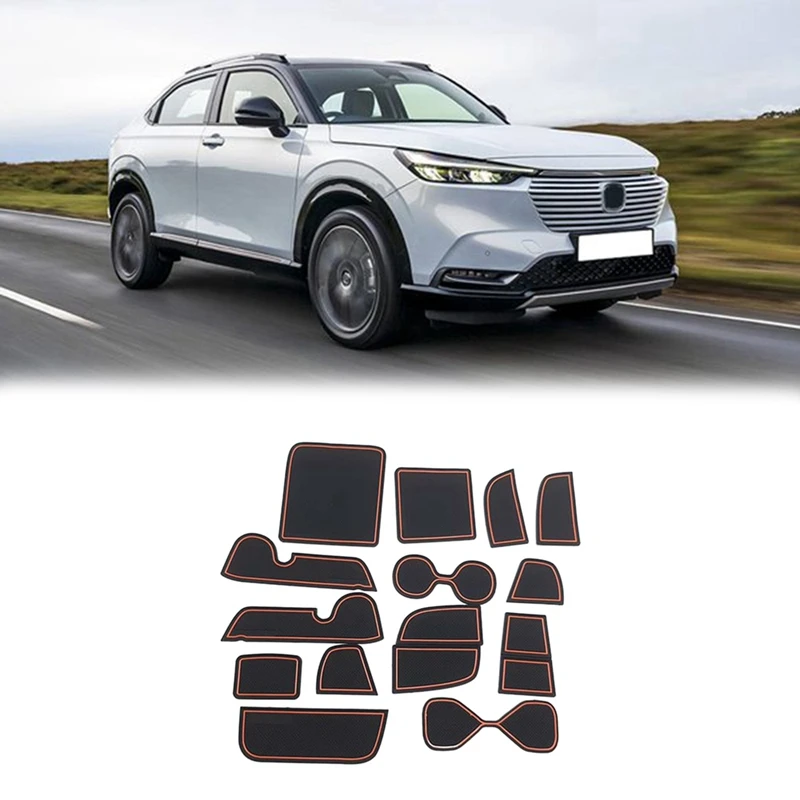 15Pcs Gate Slot Pad For Honda HRV HR-V Vezel Accessories Interior Non-Slip Anti Dust Cup Holder Inserts