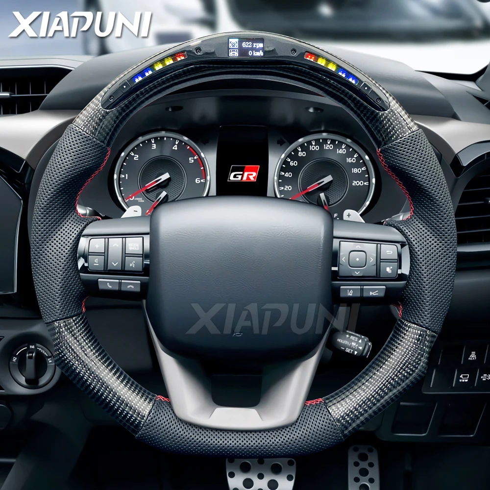 Toyota Camry Carolla Levin Wildlander RAV4 Avalon 2018-2020 Racing Wheel 용 맞춤형 LED 탄소 섬유 핸들