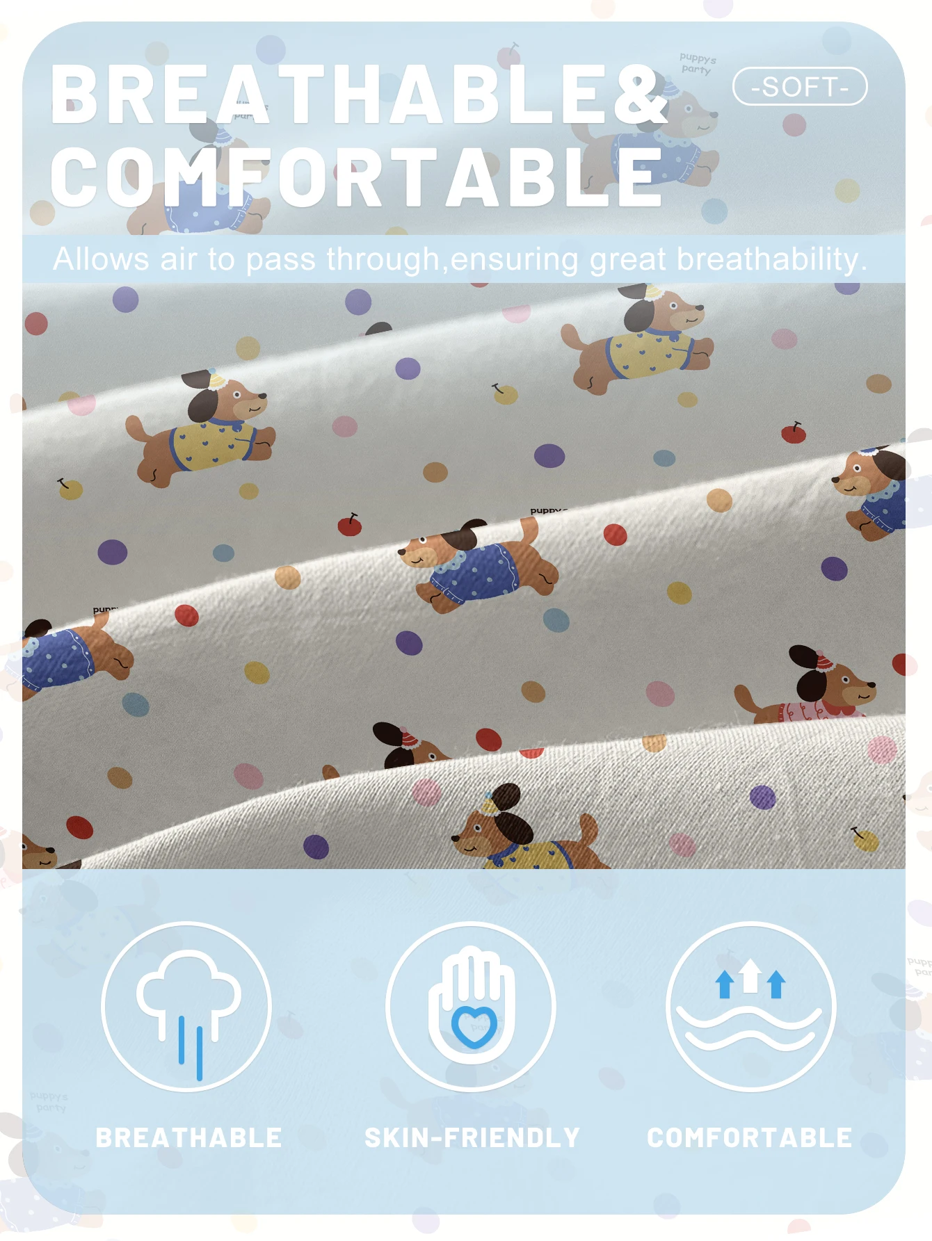 1 Cartoon Cute animal Sausage dog printed matte Fitted Sheet, bedroom printed bed cover, bedding (excluding pillowcases) 5