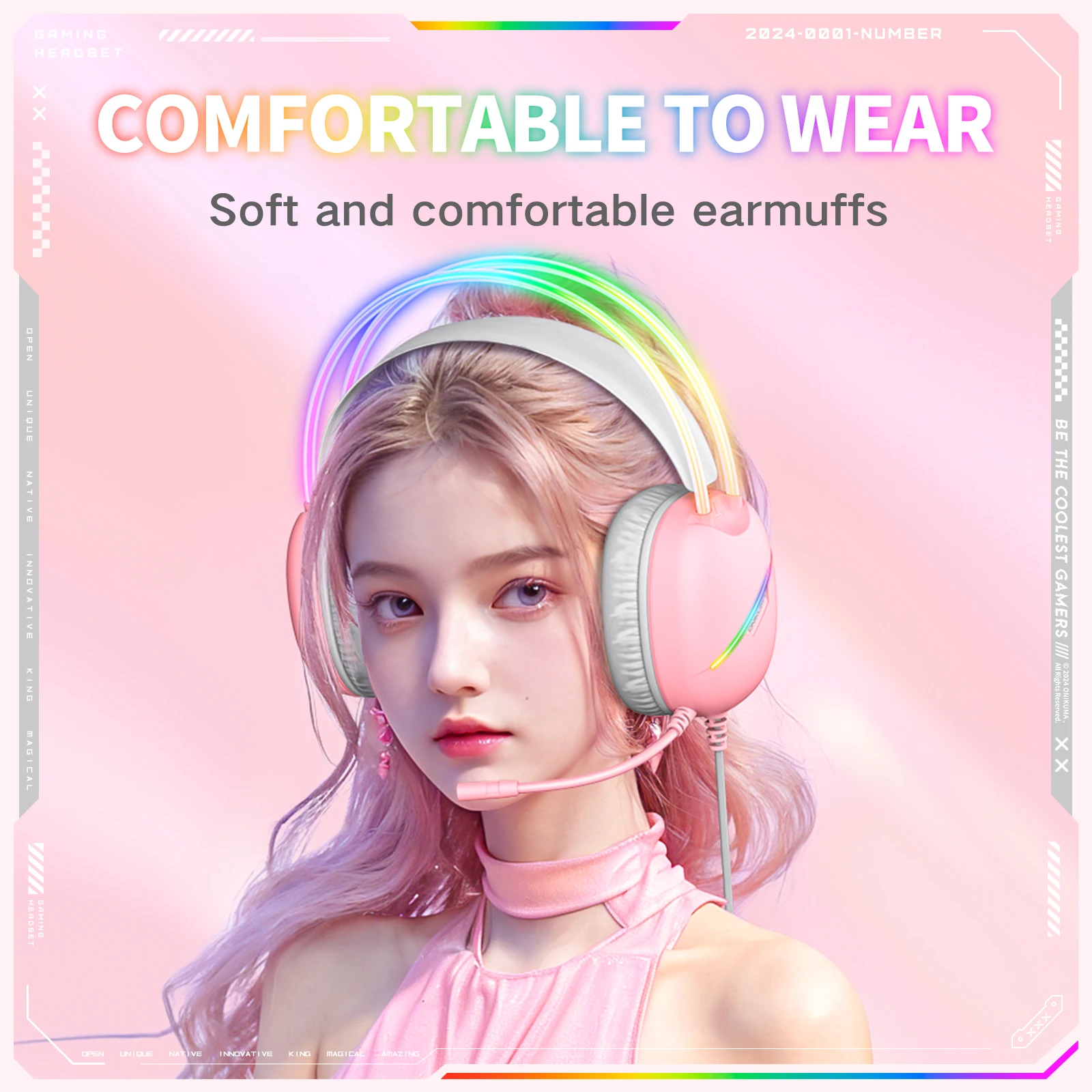 ONIKUMA X33 Gaming-Headset, kabelgebunden, kompatibel mit PC und PS4, mit RGB-Beleuchtung, HD-Mikrofon und flexiblem Ohrhörer für Computer_voghion.com