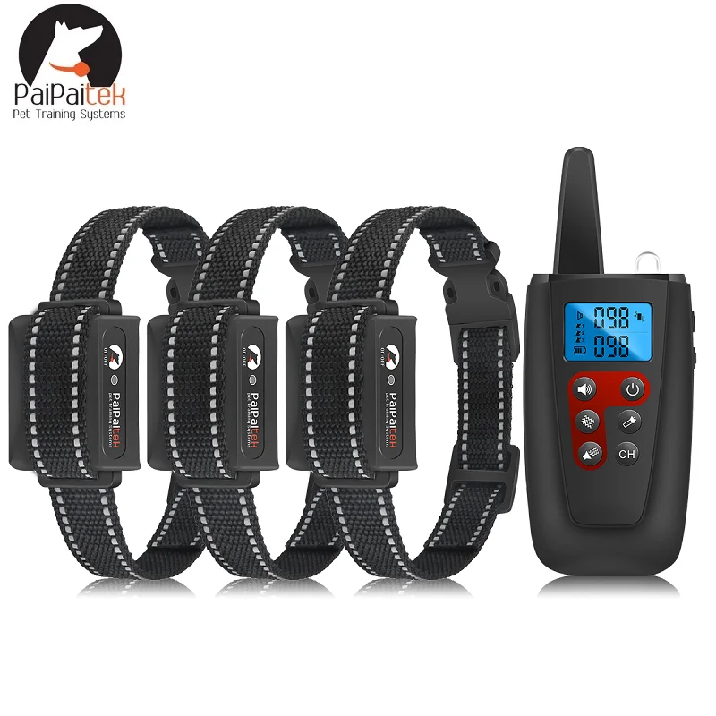 Remote Dog Training Collar Pet With for 3 dogs 1100yd Range Sound Vibrate Shock Waterproof Rechargeable |