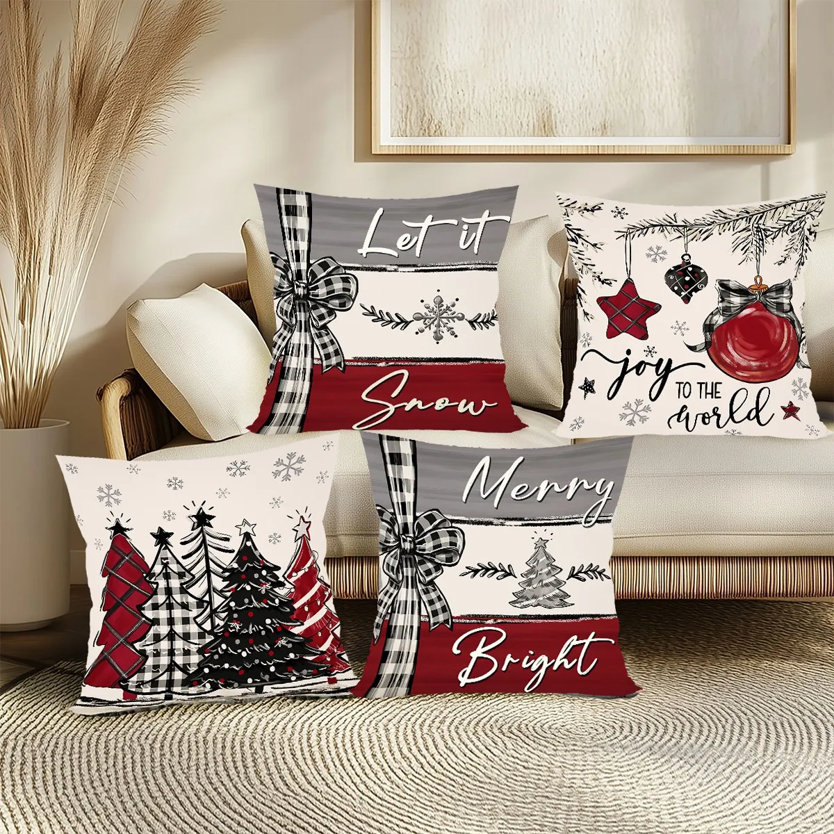 Festive Christmas Decorative Pillow Cover - Holiday Accent Cushion