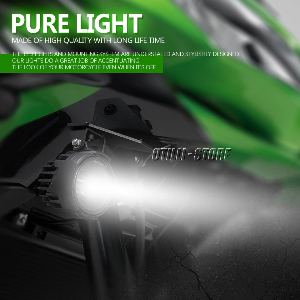 Paire De Phares Antibrouillard LED Noir Pour Kawasaki Versys 650 (2014 à 2022) - Lumière Blanc Froid 6000K