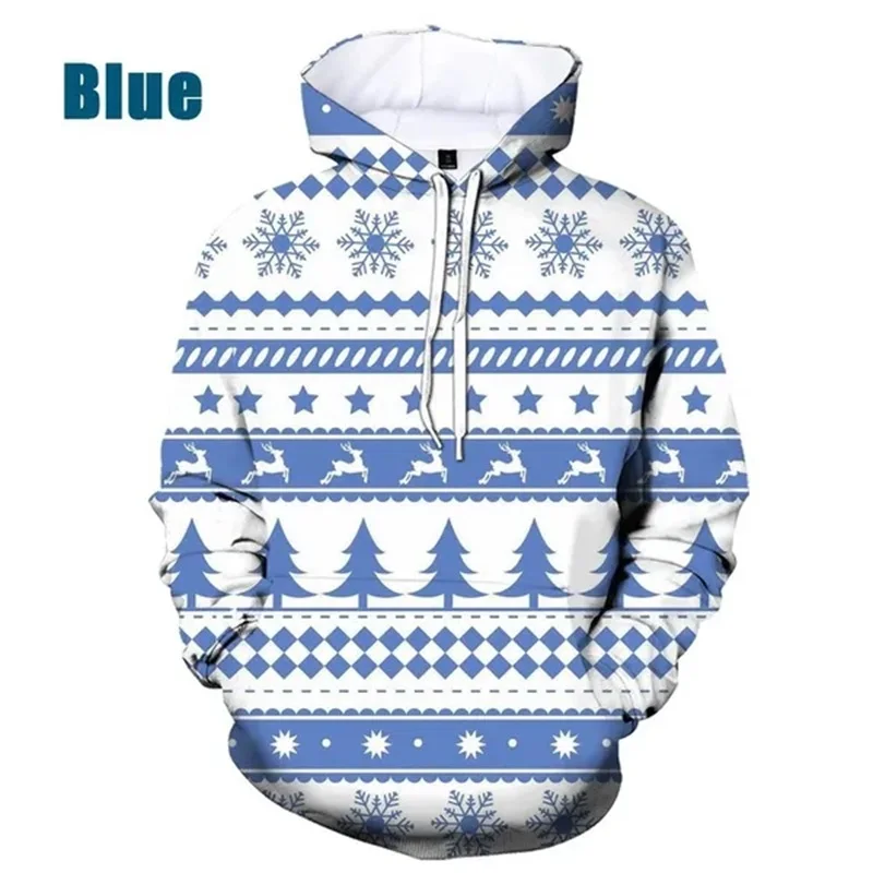 thumbnail image 1 of Sudadera con capucha con estampado de copos de nieve y renos de Feliz Navidad para hombres y mujeres, sudadera con capucha holgada de gran tamaño con estampado 3D para hombres, 1 of 5