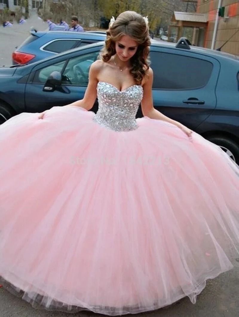 

ANGELSBRIDEP Sweetheart Ball Gown Quinceanera Dresses For 15 Party Sparkly Beaded Tulle Cinderella Birthday Gowns Hot