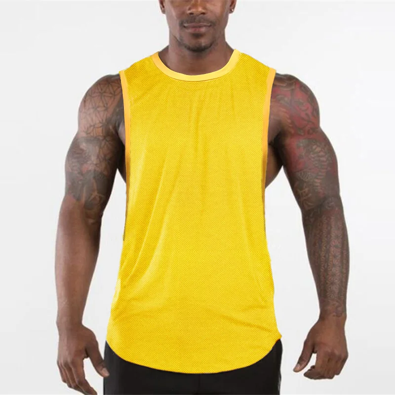 

Mesh Quick-drying Gym Clothing Mens Bodybuilding Tank Top Fitness Sleeveless Vest Summer Casual Workout Sportswear Tops Male
