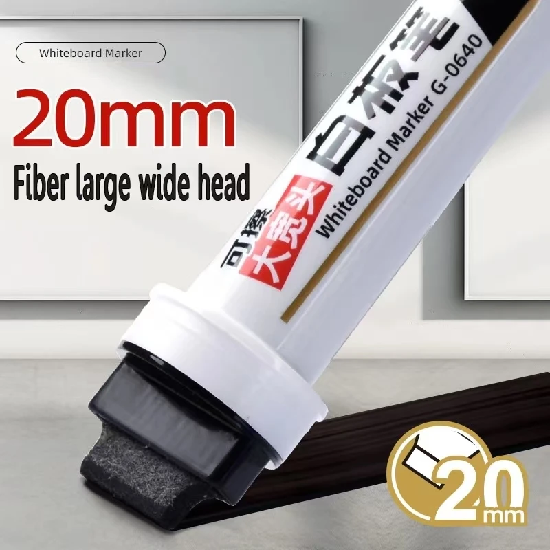 Whiteboard Pens 20mm Extra Large Capacity Wide Head Erasable Ink-Adding Whiteboard Marker Office Stationery Water-Based Board Pen