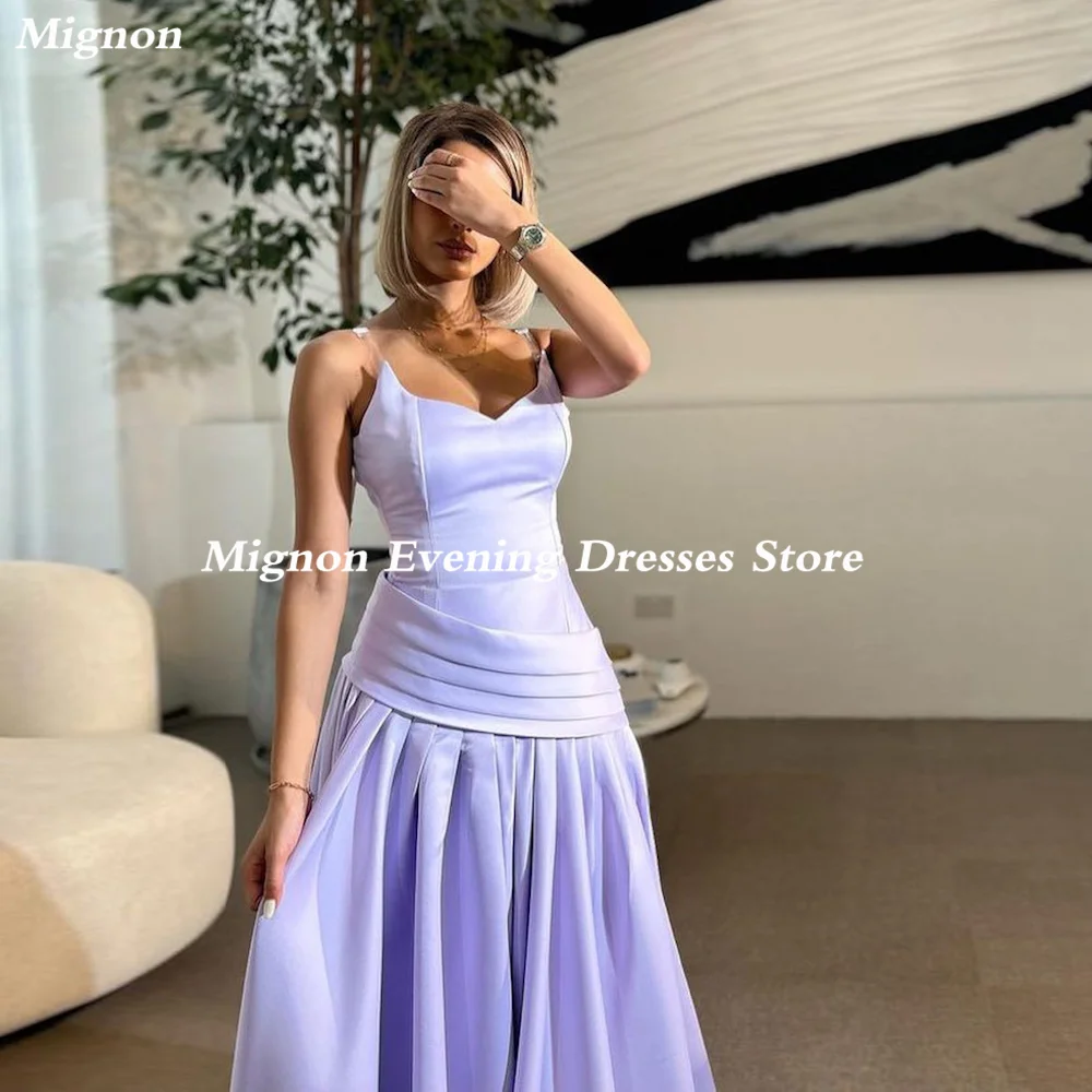 

Mignon Satin A-line V-neck Popular Ruffle Prom Gown Floor-length Elegant Formal Evening Party Dress for Women 2023